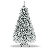 预亮优质雪植绒铰接人造圣诞树 - 6 英尺 Pre-Lit Premium Snow Flocked Hinged Artificial Christmas Tree-6 ft