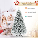 预亮优质雪植绒铰接人造圣诞树 - 6 英尺 Pre-Lit Premium Snow Flocked Hinged Artificial Christmas Tree-6 ft