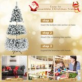 预亮优质雪植绒铰接人造圣诞树 - 6 英尺 Pre-Lit Premium Snow Flocked Hinged Artificial Christmas Tree-6 ft