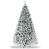 预亮优质雪植绒铰接人造圣诞树 - 9 英尺 Pre-Lit Premium Snow Flocked Hinged Artificial Christmas Tree-9 ft