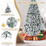 预亮优质雪植绒铰接人造圣诞树 - 9 英尺 Pre-Lit Premium Snow Flocked Hinged Artificial Christmas Tree-9 ft