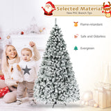 预亮优质雪植绒铰接人造圣诞树 - 9 英尺 Pre-Lit Premium Snow Flocked Hinged Artificial Christmas Tree-9 ft