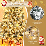 预亮优质雪植绒铰接人造圣诞树 - 9 英尺 Pre-Lit Premium Snow Flocked Hinged Artificial Christmas Tree-9 ft