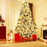 预亮优质雪植绒铰接人造圣诞树 - 9 英尺 Pre-Lit Premium Snow Flocked Hinged Artificial Christmas Tree-9 ft