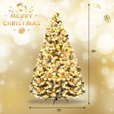 预亮优质雪植绒铰接人造圣诞树 - 9 英尺 Pre-Lit Premium Snow Flocked Hinged Artificial Christmas Tree-9 ft