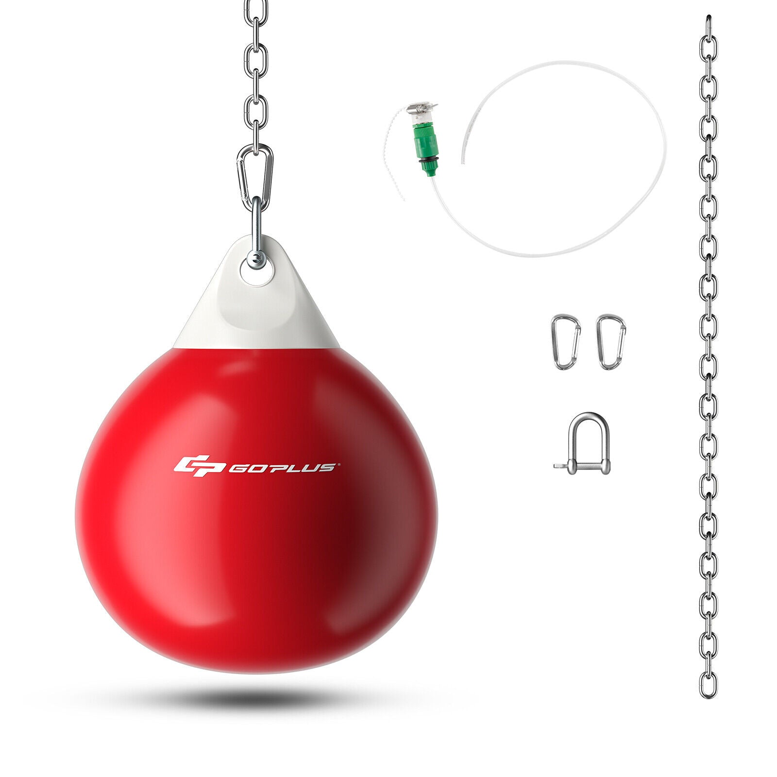 18 英寸 110 磅重冲水水包带可调节金属链 - 红色 18 Inch 110 Pound Heavy Punching Water Aqua Bag with Adjustable Metal Chain-Red