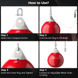 18 英寸 110 磅重冲水水包带可调节金属链 - 红色 18 Inch 110 Pound Heavy Punching Water Aqua Bag with Adjustable Metal Chain-Red