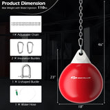 18 英寸 110 磅重冲水水包带可调节金属链 - 红色 18 Inch 110 Pound Heavy Punching Water Aqua Bag with Adjustable Metal Chain-Red