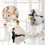 4 英尺壁挂式瑜伽芭蕾舞把杆-黑色 4 Feet Wall-Mounted Ballet Barre for Yoga-Black