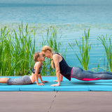 4 片式家庭健身房折叠体操垫带提手 - 蓝色 4-Panel Folding Gymnastics Mat with Carrying Handles for Home Gym-Blue