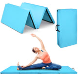 4 片式家庭健身房折叠体操垫带提手 - 蓝色 4-Panel Folding Gymnastics Mat with Carrying Handles for Home Gym-Blue