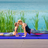 4 片式家庭健身房折叠体操垫带提手 - 海军蓝 4-Panel Folding Gymnastics Mat with Carrying Handles for Home Gym-Navy