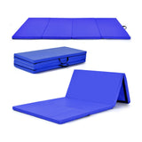 4 片式家庭健身房折叠体操垫带提手 - 海军蓝 4-Panel Folding Gymnastics Mat with Carrying Handles for Home Gym-Navy
