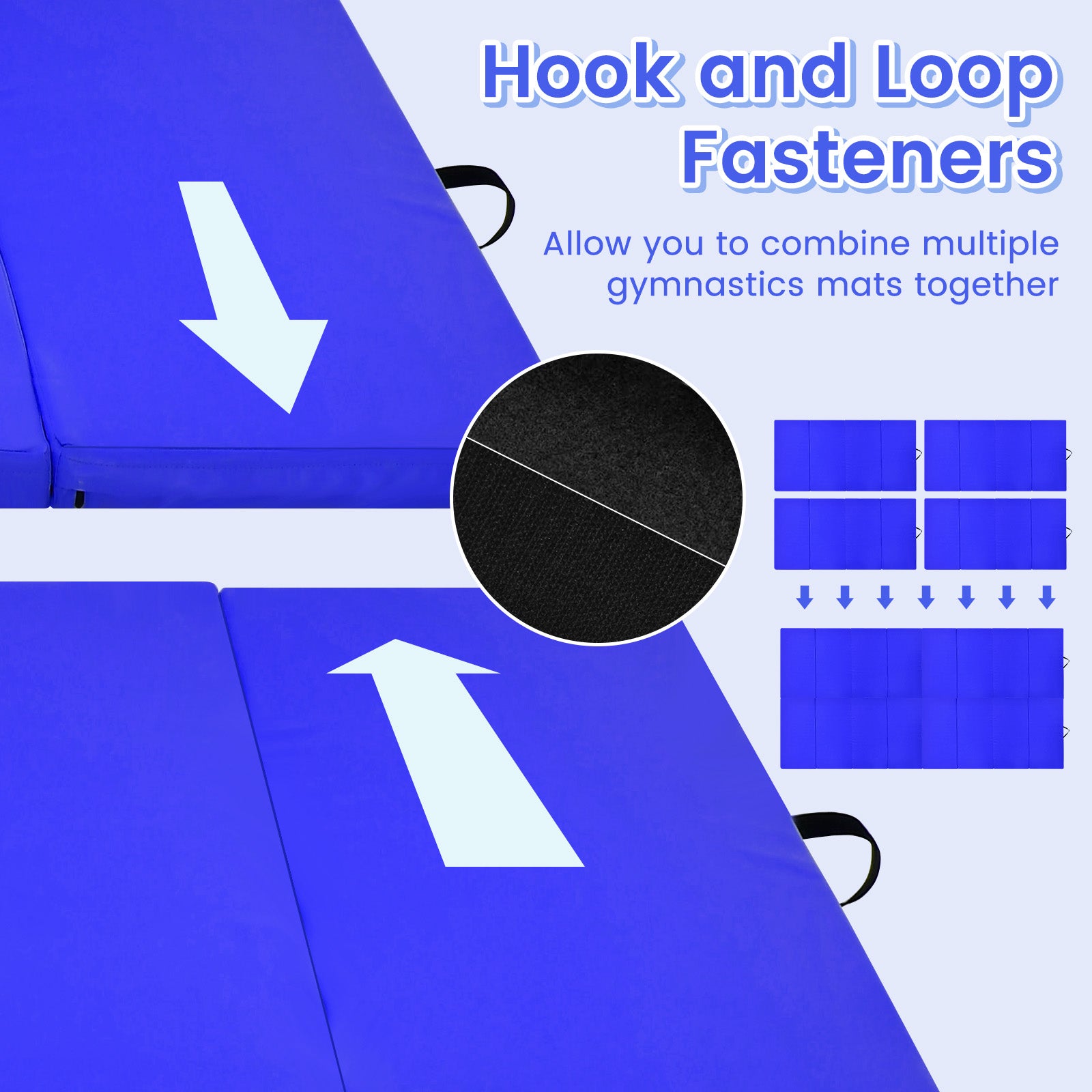 4 片式家庭健身房折叠体操垫带提手 - 海军蓝 4-Panel Folding Gymnastics Mat with Carrying Handles for Home Gym-Navy