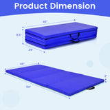 4 片式家庭健身房折叠体操垫带提手 - 海军蓝 4-Panel Folding Gymnastics Mat with Carrying Handles for Home Gym-Navy