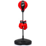 儿童可调节支架沙袋玩具套装带拳击手套 - 黑色和红色 Kids Adjustable Stand Punching Bag Toy Set with Boxing Glove-Black & Red