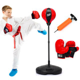 儿童可调节支架沙袋玩具套装带拳击手套 - 黑色和红色 Kids Adjustable Stand Punching Bag Toy Set with Boxing Glove-Black & Red