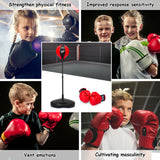 儿童可调节支架沙袋玩具套装带拳击手套 - 黑色和红色 Kids Adjustable Stand Punching Bag Toy Set with Boxing Glove-Black & Red