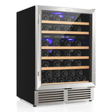 双区酒柜，可容纳 51 瓶酒，带可逆门 - 银色 Dual Zone Wine Cooler for 51 Bottles with Reversible Door-Silver