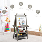 3合1双面收纳艺术画架-灰色 3 in 1 Double-Sided Storage Art Easel-Gray