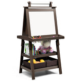 3合1双面收纳艺术画架-棕色 3 in 1 Double-Sided Storage Art Easel-Brown