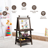 3合1双面收纳艺术画架-棕色 3 in 1 Double-Sided Storage Art Easel-Brown