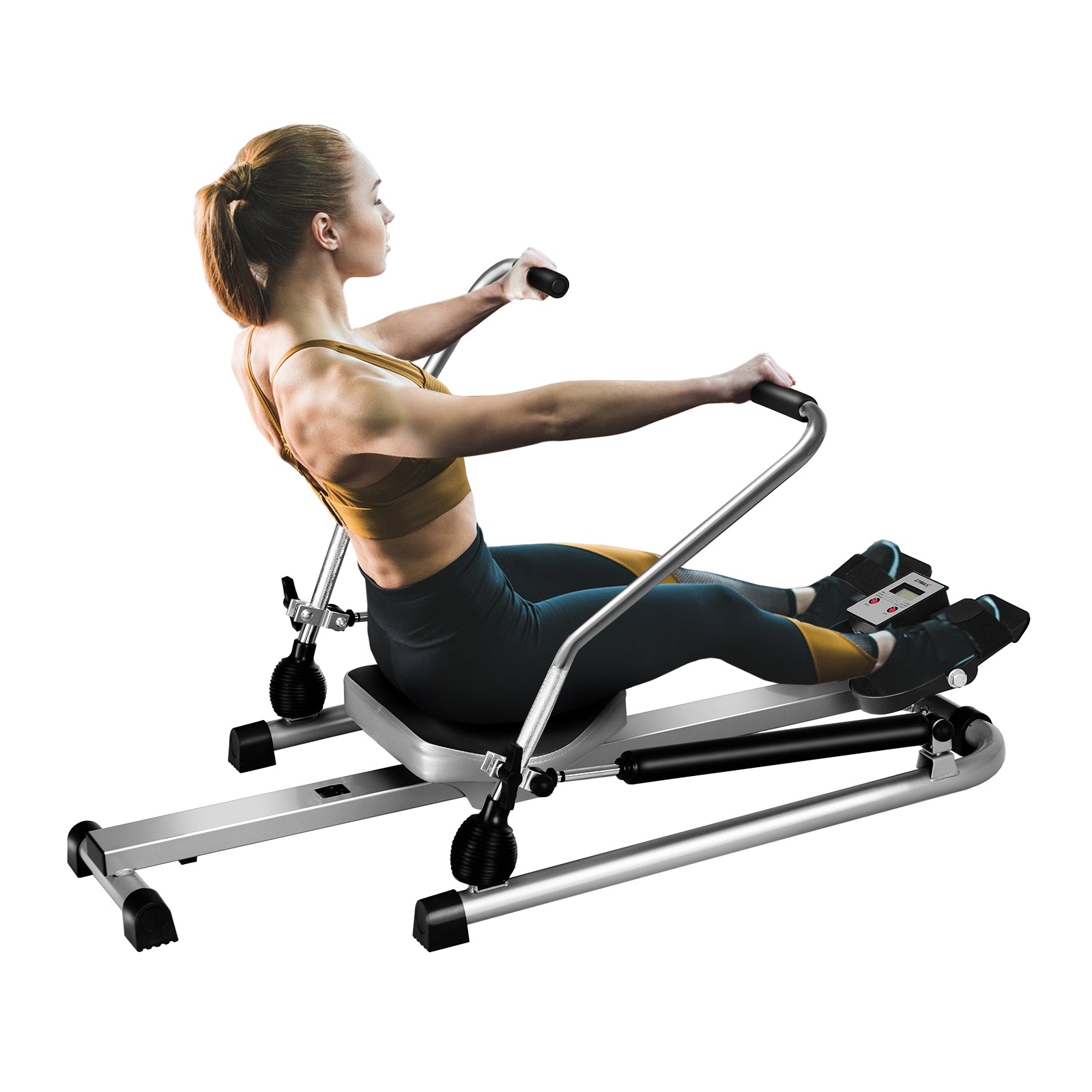 GoPlus Foldable Rowing Machine – Adjustable Double Hydraulic Resistance For Home Gym, Compact Design