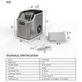 带冰勺和篮子的电动便携式台面制冰机 Electric Portable Countertop Ice Maker with Ice Scoop and Basket-Sliver