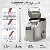 带冰勺和篮子的电动便携式台面制冰机 Electric Portable Countertop Ice Maker with Ice Scoop and Basket-Sliver