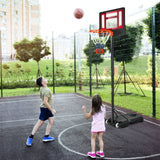 4.3-8.2 FT 可调高度带轮便携式篮球架-红色 4.3-8.2 FT Portable Basketball Hoop with Adjustable Height and Wheels-Red