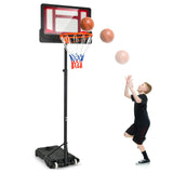 4.3-8.2 FT 可调高度带轮便携式篮球架-红色 4.3-8.2 FT Portable Basketball Hoop with Adjustable Height and Wheels-Red