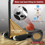 4.3-8.2 FT 可调高度带轮便携式篮球架-红色 4.3-8.2 FT Portable Basketball Hoop with Adjustable Height and Wheels-Red