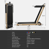 2.25HP 二合一折叠跑步机带APP音箱遥控-黄色 2.25HP 2 in 1 Folding Treadmill with APP Speaker Remote Control-Yellow