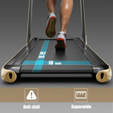 2.25HP 二合一折叠跑步机带APP音箱遥控-黄色 2.25HP 2 in 1 Folding Treadmill with APP Speaker Remote Control-Yellow