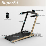 2.25HP 二合一折叠跑步机带APP音箱遥控-黄色 2.25HP 2 in 1 Folding Treadmill with APP Speaker Remote Control-Yellow