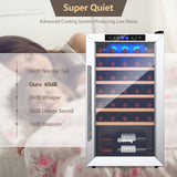 20寸酒柜33瓶钢化玻璃门-银色 20 Inch Wine Refrigerator for 33 Bottles and Tempered Glass Door-Silver