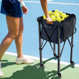 轻型可折叠网球教学车带轮子可拆卸包-蓝色 Lightweight Foldable Tennis Ball Teaching Cart with Wheels and Removable Bag-Blue