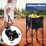 轻型可折叠网球教学车带轮子可拆卸包-蓝色 Lightweight Foldable Tennis Ball Teaching Cart with Wheels and Removable Bag-Blue