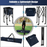 轻型可折叠网球教学车带轮子可拆卸包-蓝色 Lightweight Foldable Tennis Ball Teaching Cart with Wheels and Removable Bag-Blue