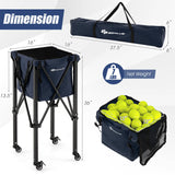 轻型可折叠网球教学车带轮子可拆卸包-蓝色 Lightweight Foldable Tennis Ball Teaching Cart with Wheels and Removable Bag-Blue
