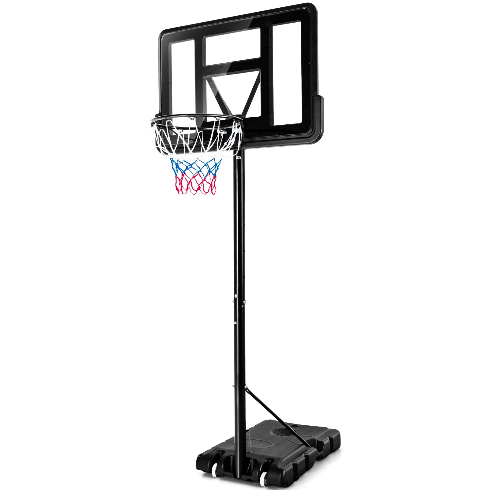 带防碎篮板轮的可调节便携式篮球架 Adjustable Portable Basketball Hoop Stand with Shatterproof Backboard Wheels
