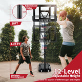 带防碎篮板轮的可调节便携式篮球架 Adjustable Portable Basketball Hoop Stand with Shatterproof Backboard Wheels