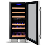 30 瓶独立式酒柜，带温度记忆和双区 - 银色 30-Bottle Freestanding Wine Cooler with Temp Memory and Dual Zones -Silver