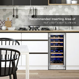 30 瓶独立式酒柜，带温度记忆和双区 - 银色 30-Bottle Freestanding Wine Cooler with Temp Memory and Dual Zones -Silver