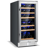 30 瓶独立式酒柜，带温度记忆和双区 - 银色 30-Bottle Freestanding Wine Cooler with Temp Memory and Dual Zones -Silver