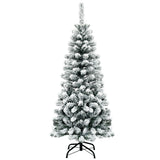 4.5 英尺无灯铰链雪绒人造铅笔圣诞树，有 242 个分支 4.5 Feet Unlit Hinged Snow Flocked Artificial Pencil Christmas Tree with 242 Branch