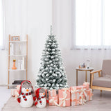 4.5 英尺无灯铰链雪绒人造铅笔圣诞树，有 242 个分支 4.5 Feet Unlit Hinged Snow Flocked Artificial Pencil Christmas Tree with 242 Branch