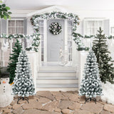 4.5 英尺无灯铰链雪绒人造铅笔圣诞树，有 242 个分支 4.5 Feet Unlit Hinged Snow Flocked Artificial Pencil Christmas Tree with 242 Branch