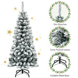 4.5 英尺无灯铰链雪绒人造铅笔圣诞树，有 242 个分支 4.5 Feet Unlit Hinged Snow Flocked Artificial Pencil Christmas Tree with 242 Branch