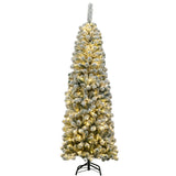 6 英尺预亮雪绒人造铅笔圣诞树，带 250 个 LED 灯 6 Feet Pre-lit Snow Flocked Artificial Pencil Christmas Tree with 250 LED Lights